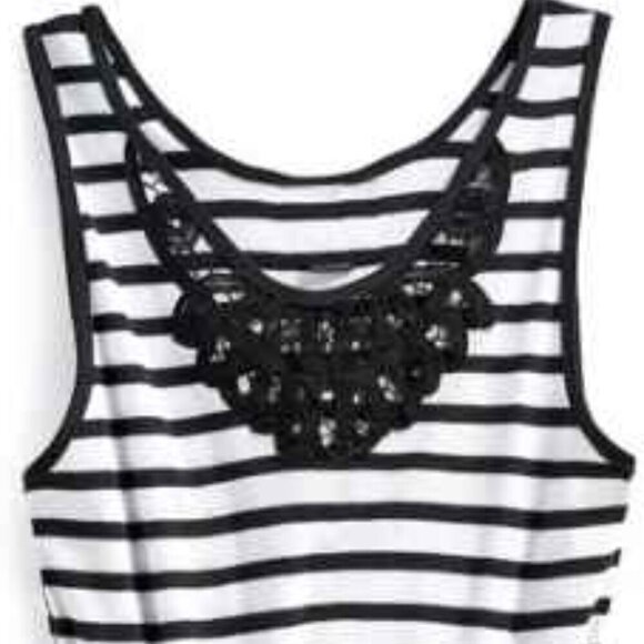 Like New, Ralph Lauren Nautical Stripe Crochet Lace Front Tank Top - Picture 6 of 11